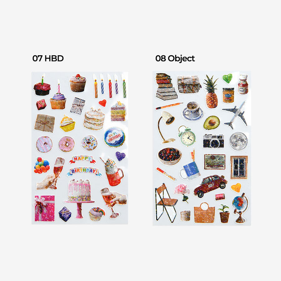 Set of 8 sheets - Dailylike Line Holographic Removable Sticker Set of 8 Sheets